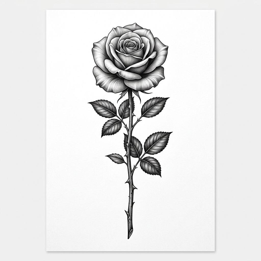 idée tatouage avant-bras rose réaliste, design sur fond blanc