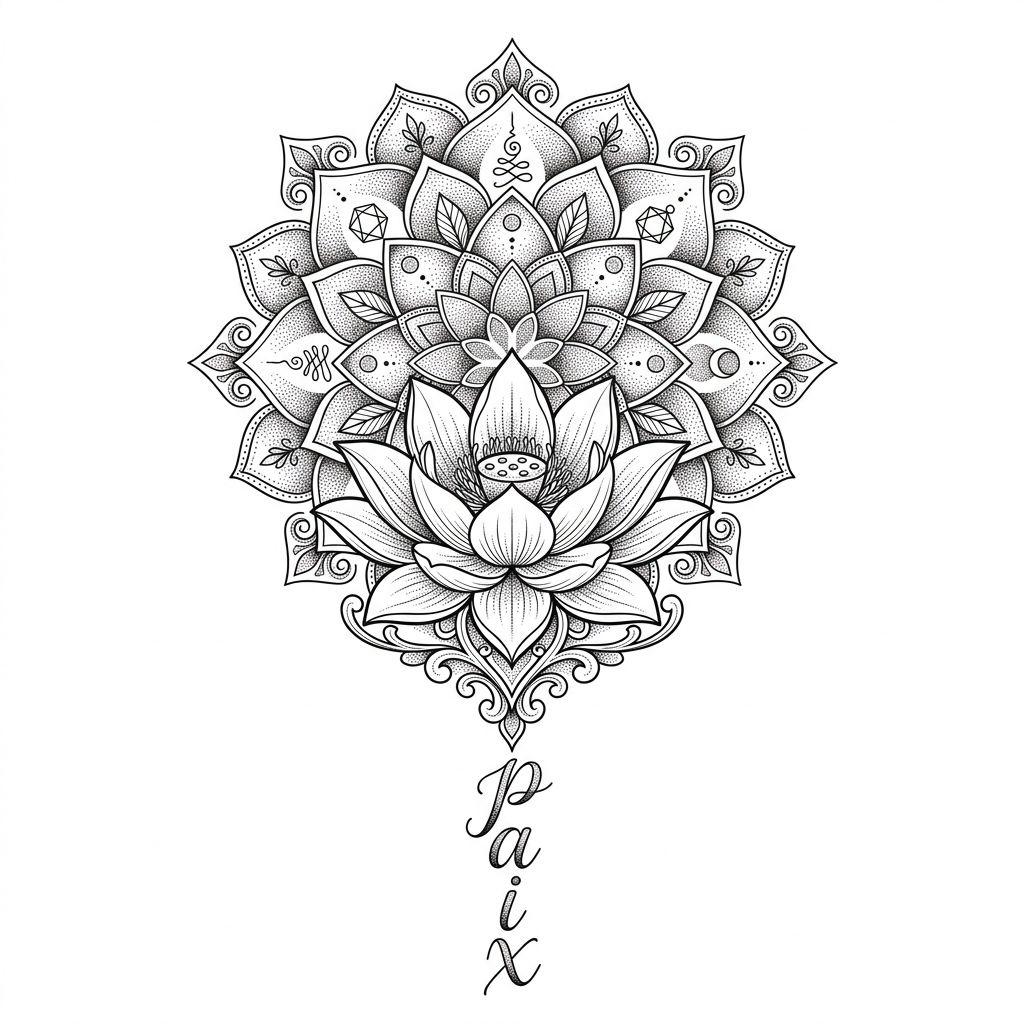 idée tatouage avant-bras lotus spirituel, design sur fond blanc