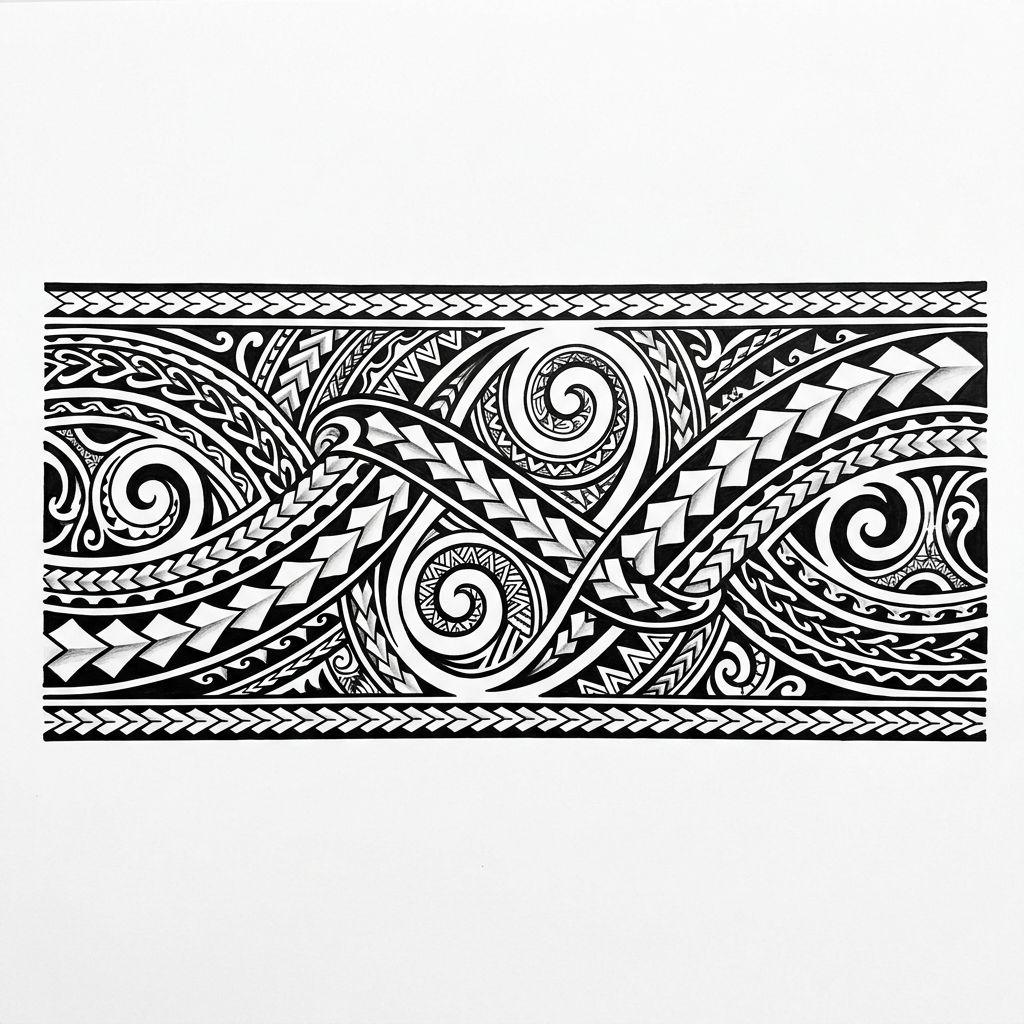 idée tatouage avant-bras tribal arm band, design sur fond blanc