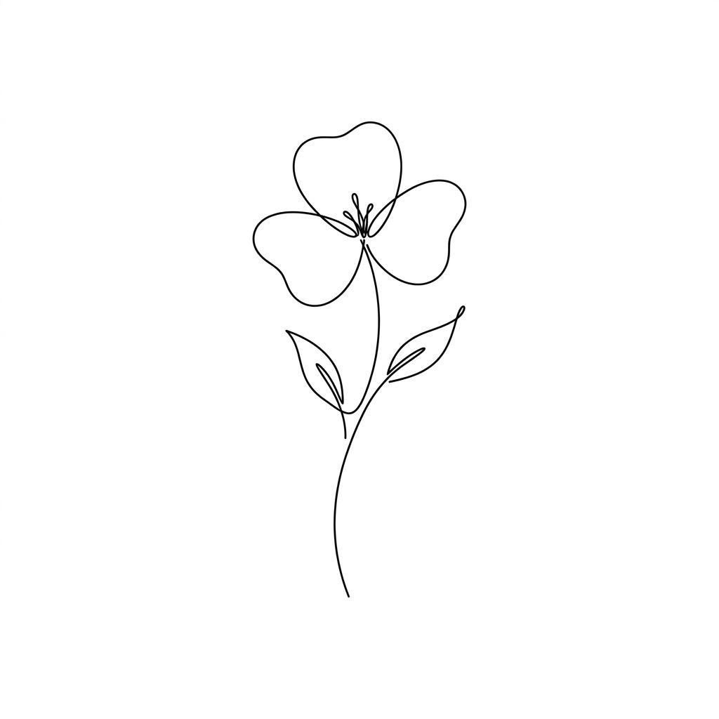 idée tatouage femme fleur minimaliste, design sur fond blanc