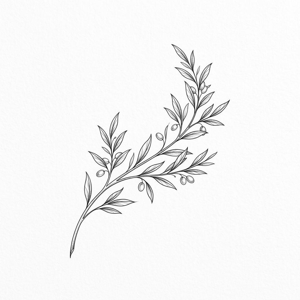 idée tatouage femme branche fine line, design sur fond blanc