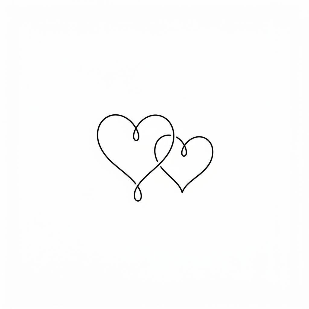 idée tatouage mère et fils cœurs mère-fils minimalistes, design sur fond blanc
