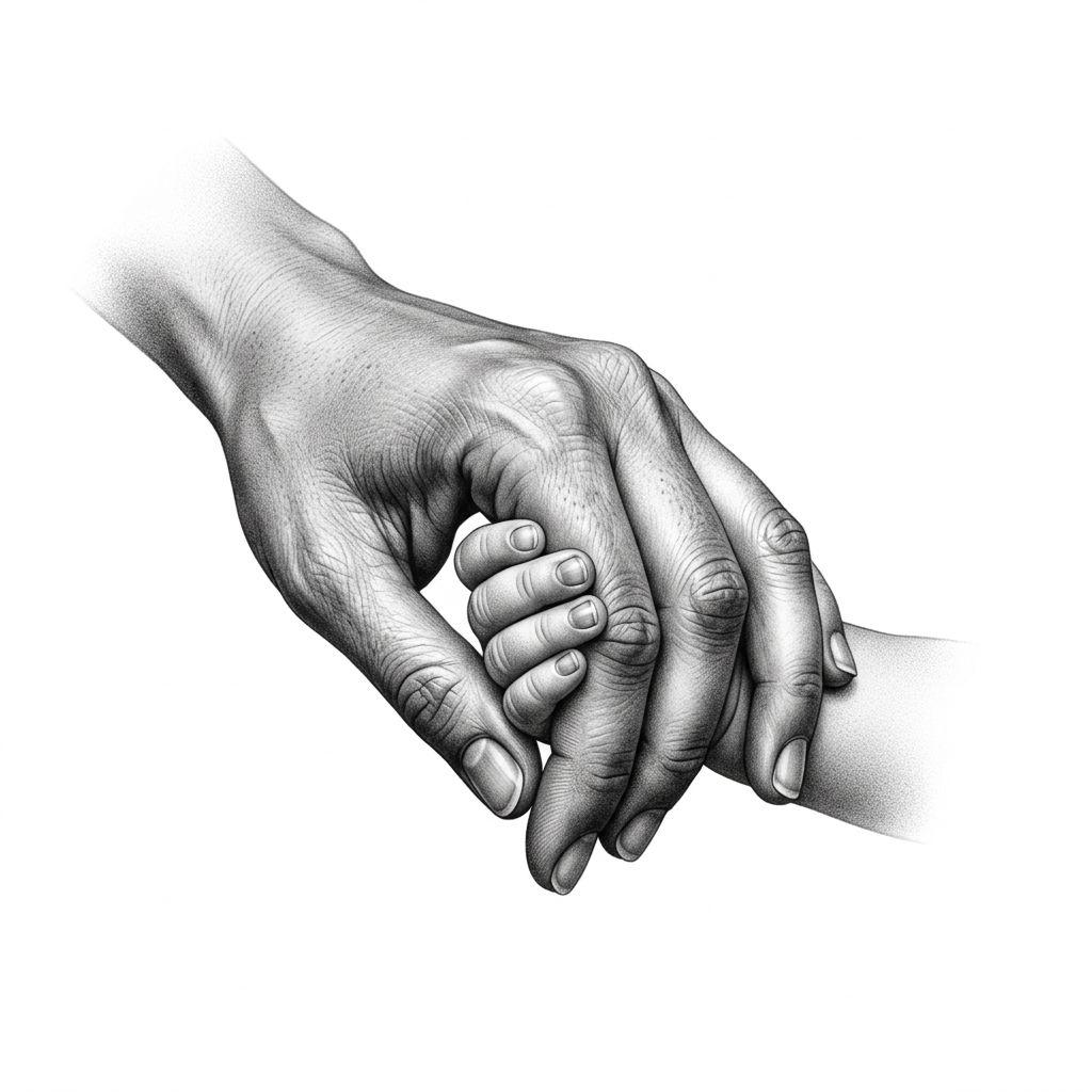 idée tatouage mère et fils mains réalistes mère enfant, design sur fond blanc