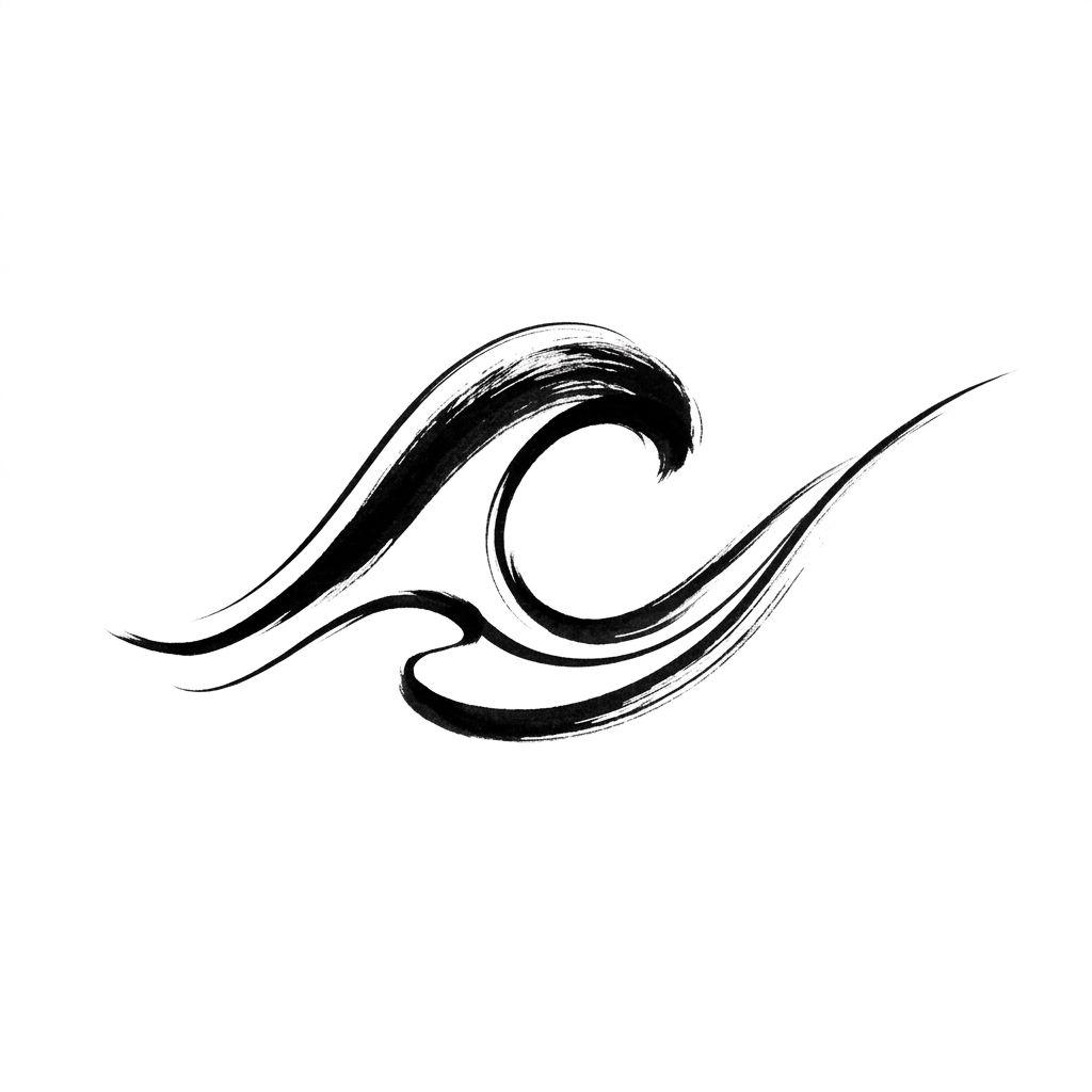 idée tatouage pied vague abstraite, design sur fond blanc