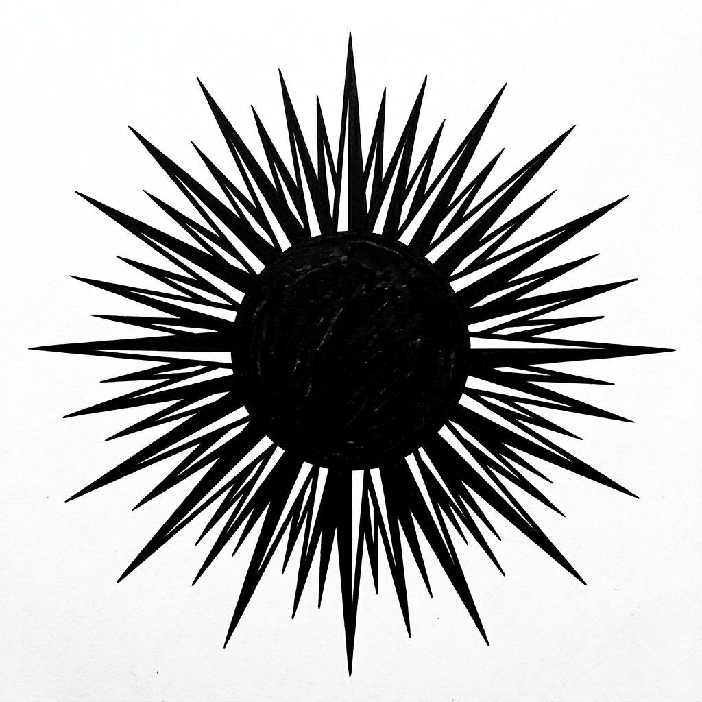 idée tatouage soleil soleil noir blackwork, design sur fond blanc