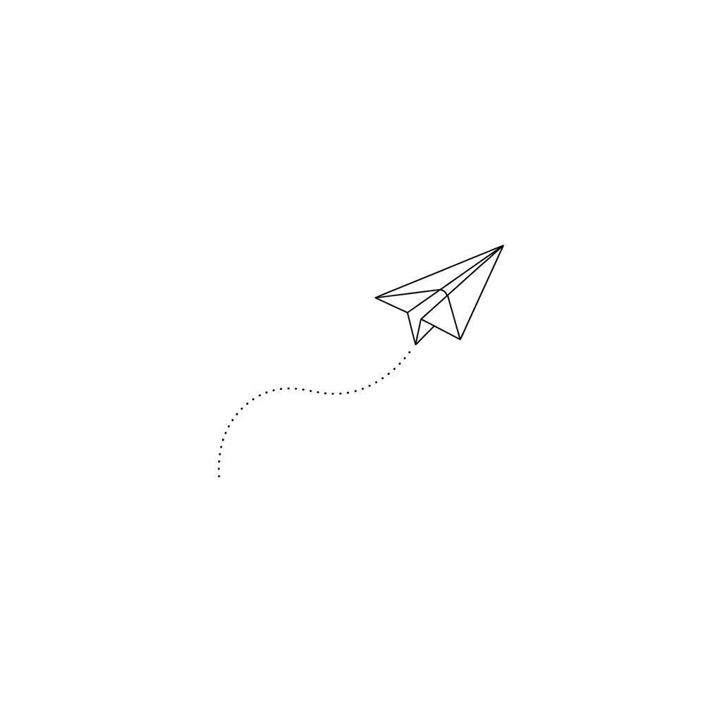 idée tatouage voyage avion minimaliste, design sur fond blanc