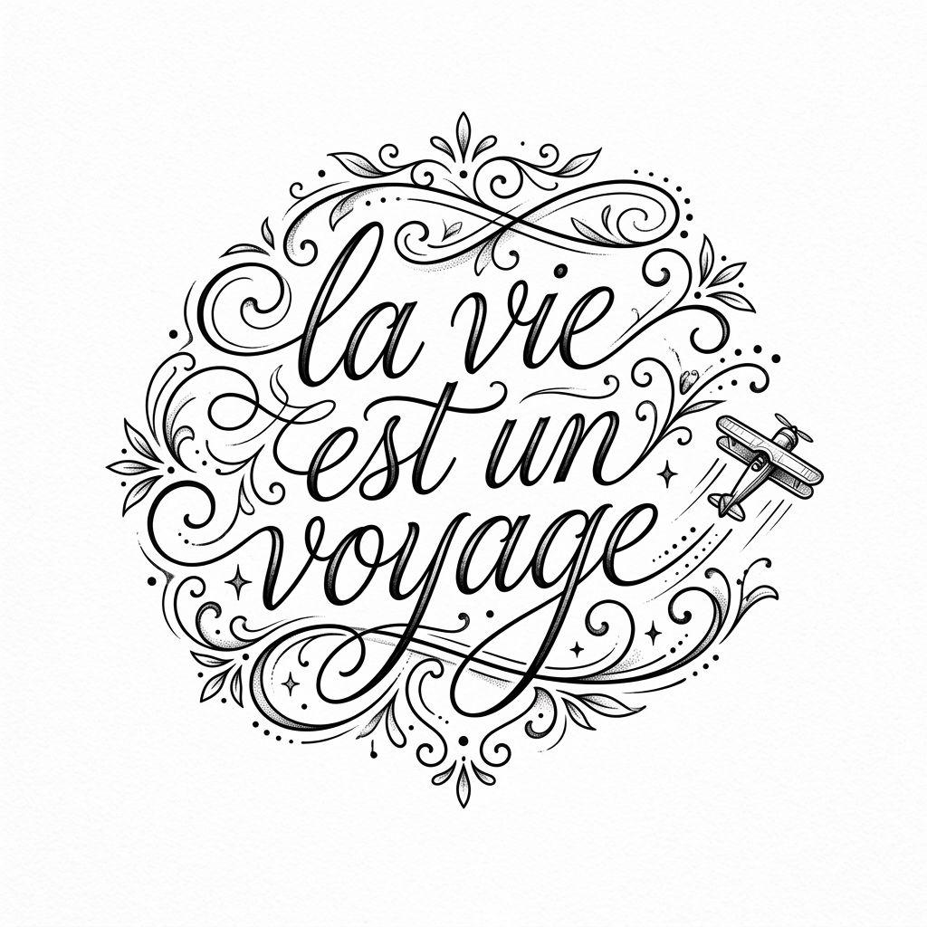 idée tatouage voyage lettrage voyage, design sur fond blanc