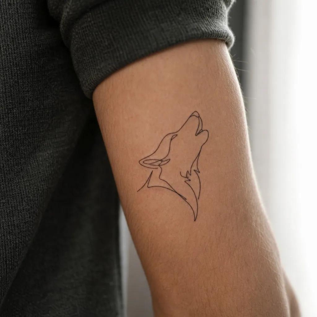 Tatouage loup généré par intelligence artificielle, rendu photoréaliste sur peau