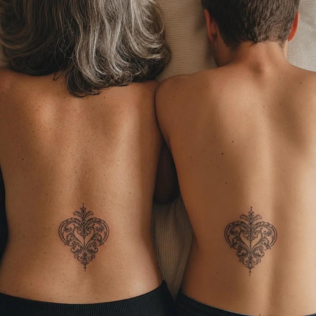 idée tatouage mère et fils cœur ornemental 'fils', photo réaliste sur peau