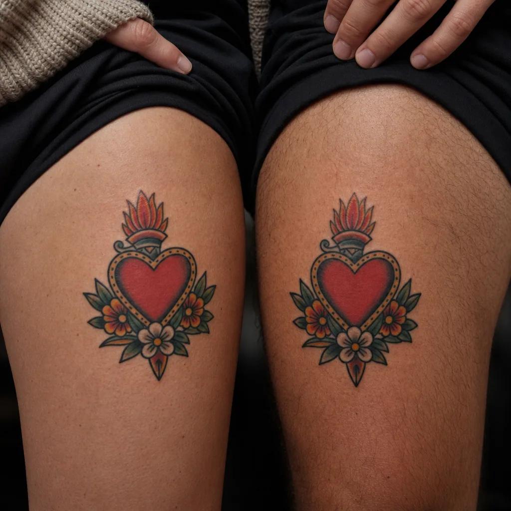 idée tatouage mère et fils cœur old school 'mother', photo réaliste sur peau
