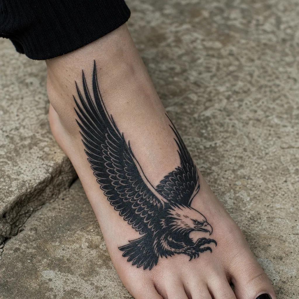 idée tatouage voyage aigle puissant blackwork, photo réaliste sur peau