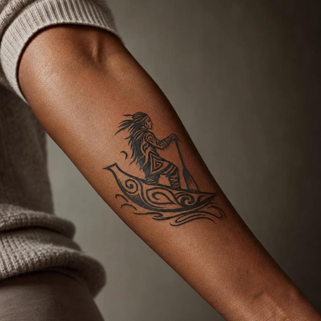 idée tatouage voyage tribal voyageur, photo réaliste sur peau