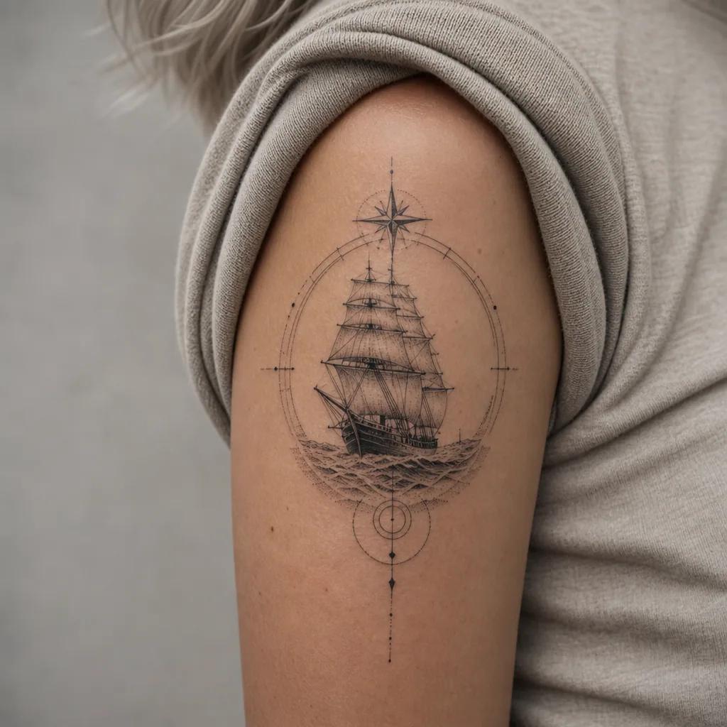 idée tatouage voyage manche premium voyage, photo réaliste sur peau