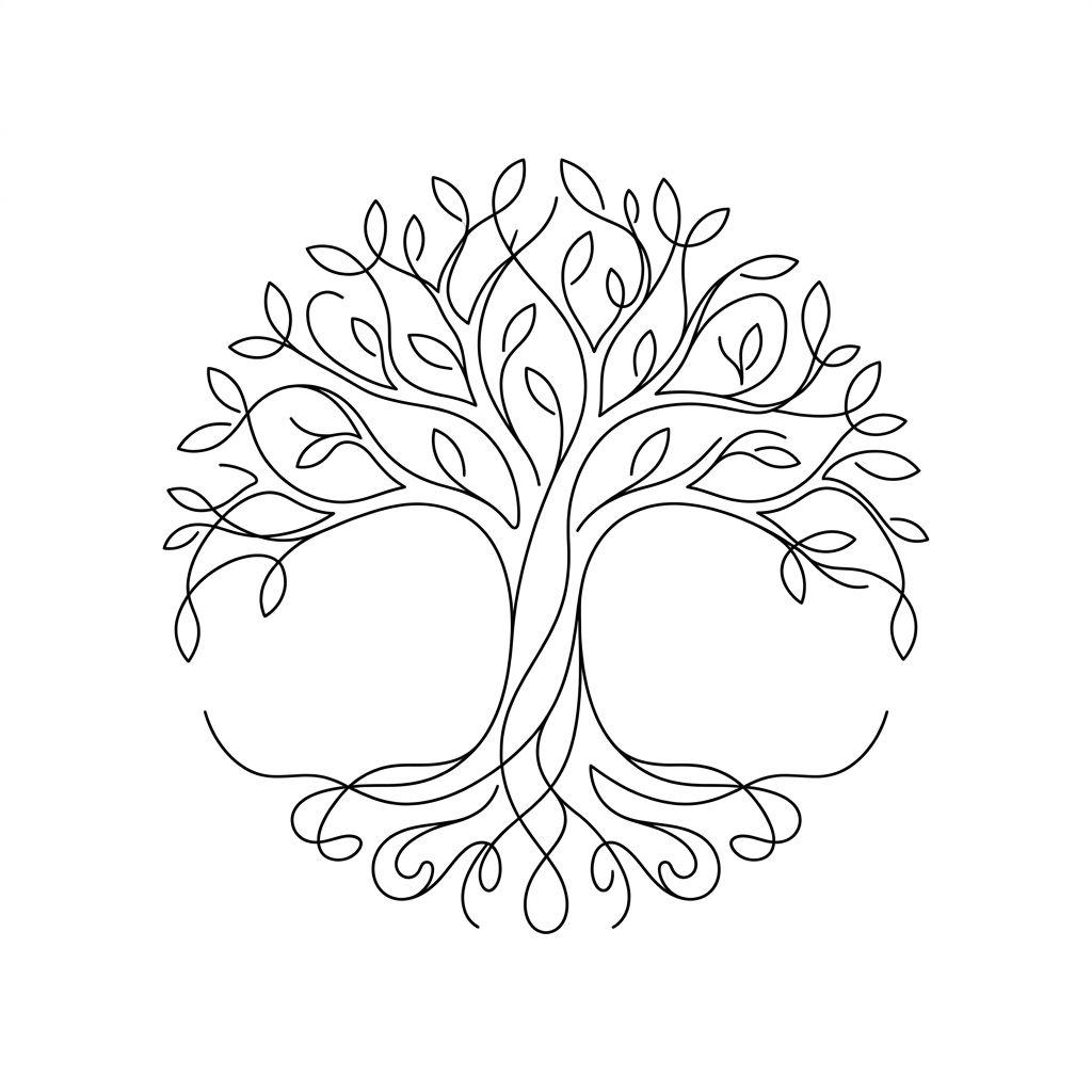 idée tatouage arbre de vie arbre de vie minimaliste, design sur fond blanc