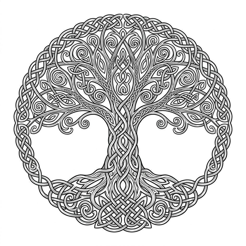 idée tatouage arbre de vie arbre de vie celtique, design sur fond blanc