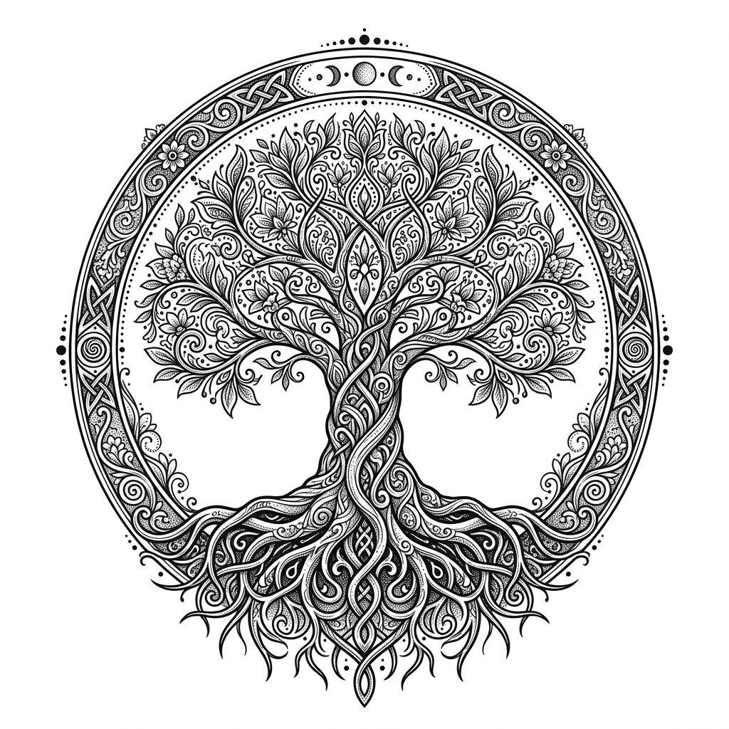idée tatouage arbre de vie arbre de vie premium, design sur fond blanc
