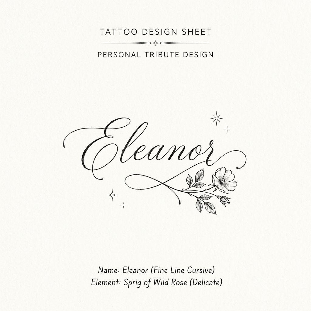 idée tatouage avant-bras femme prénom et fleur, design sur fond blanc