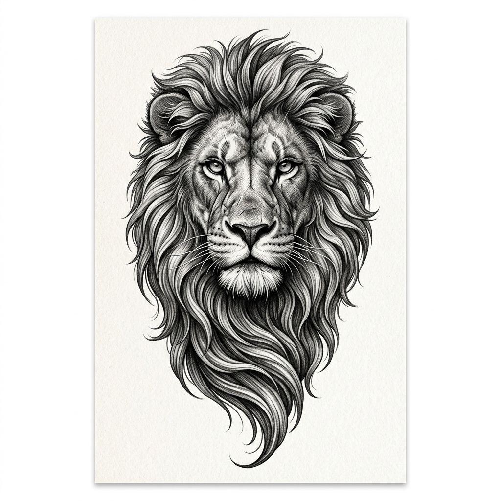 idée tatouage avant-bras homme lion réaliste, design sur fond blanc