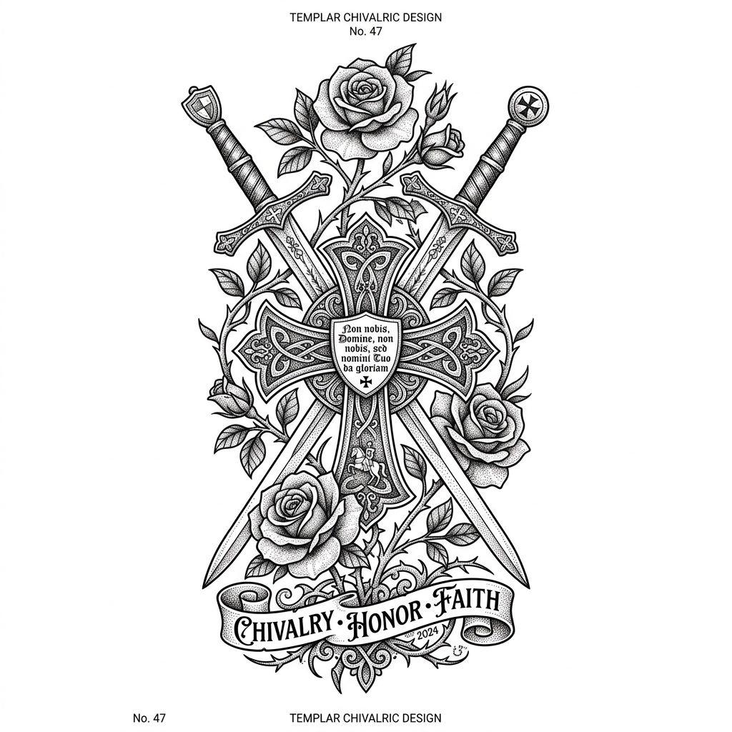 idée tatouage avant-bras homme croix templière, design sur fond blanc