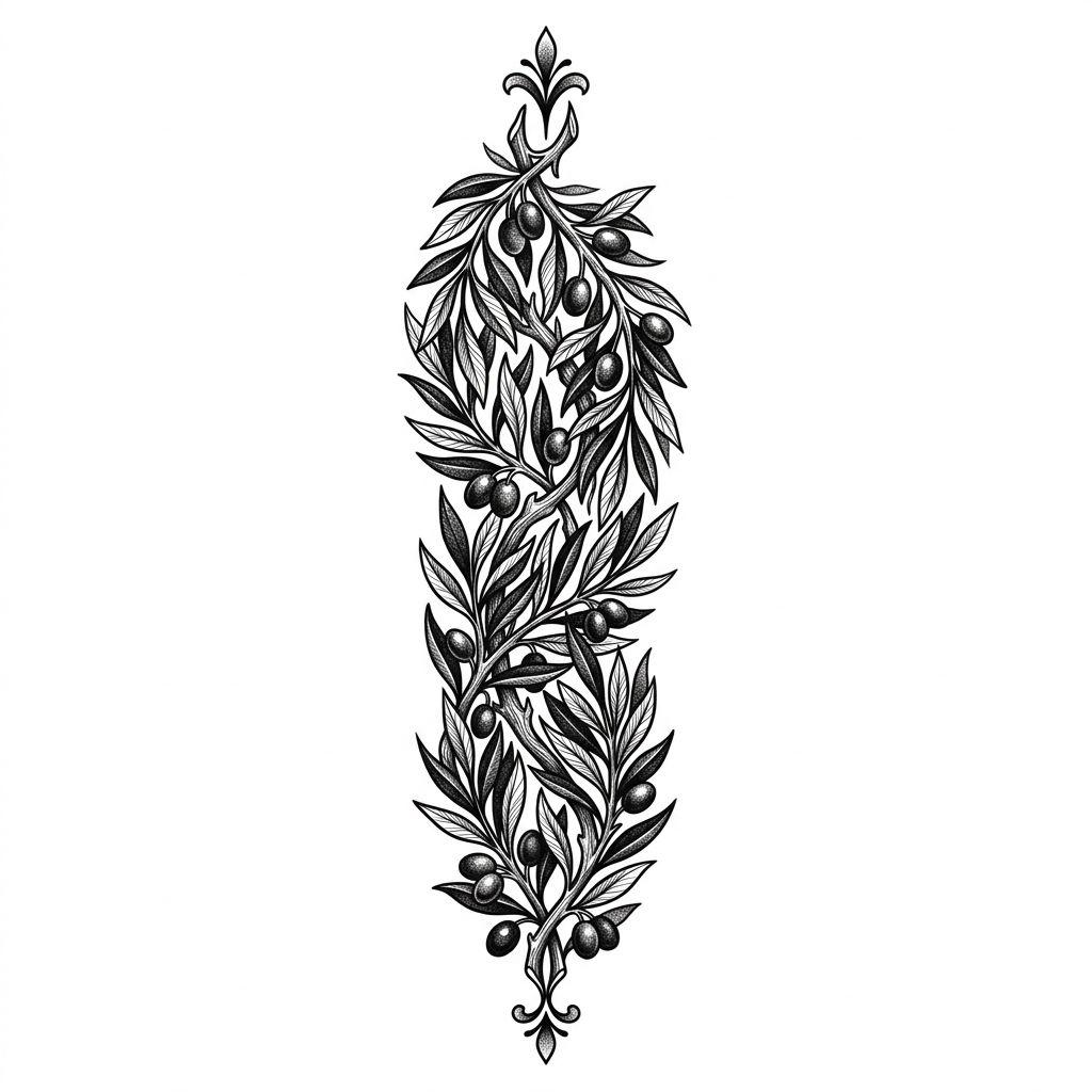 idée tatouage avant-bras homme branche d'olivier, design sur fond blanc