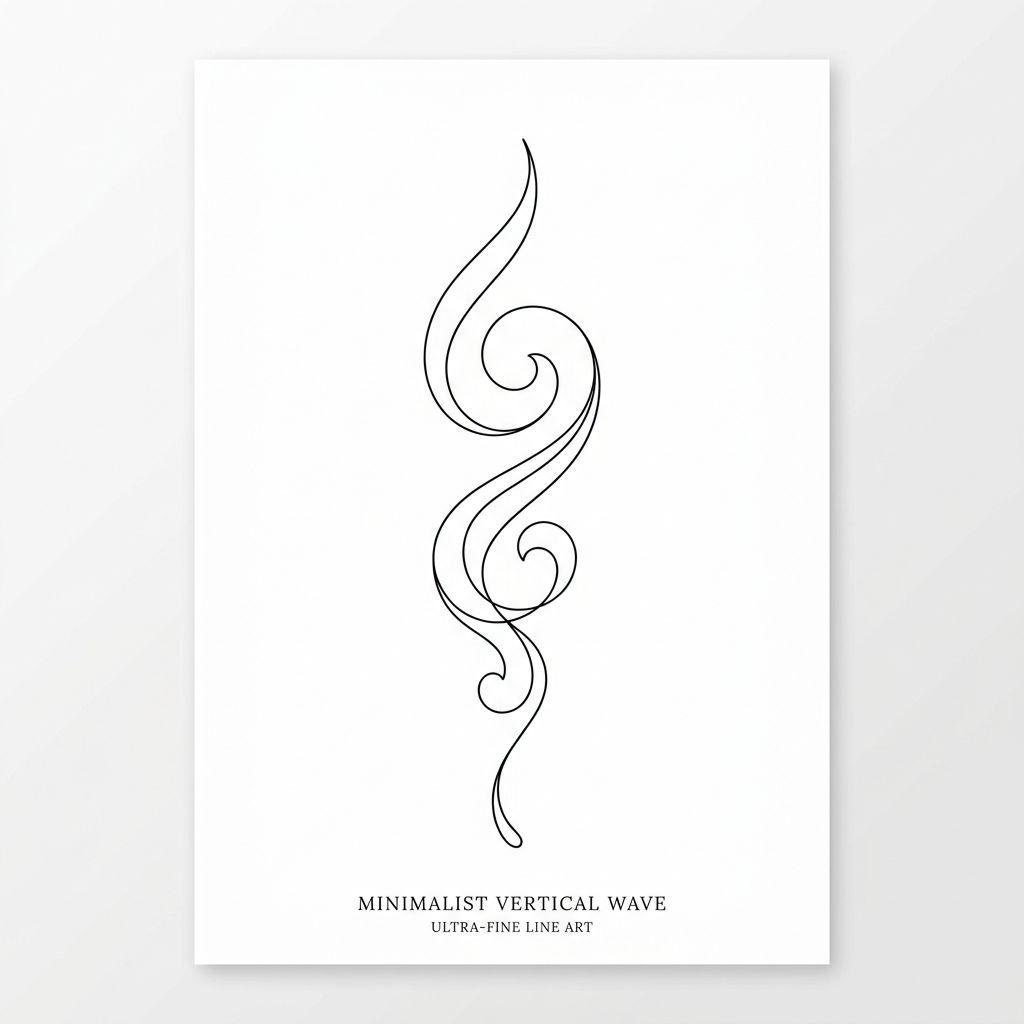 idée tatouage bras vague minimaliste verticale, design sur fond blanc