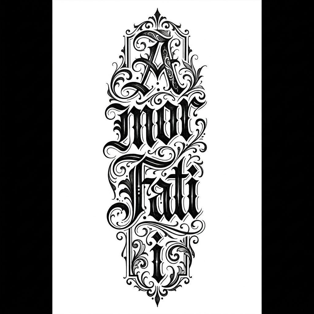 idée tatouage bras lettrage vertical, design sur fond blanc