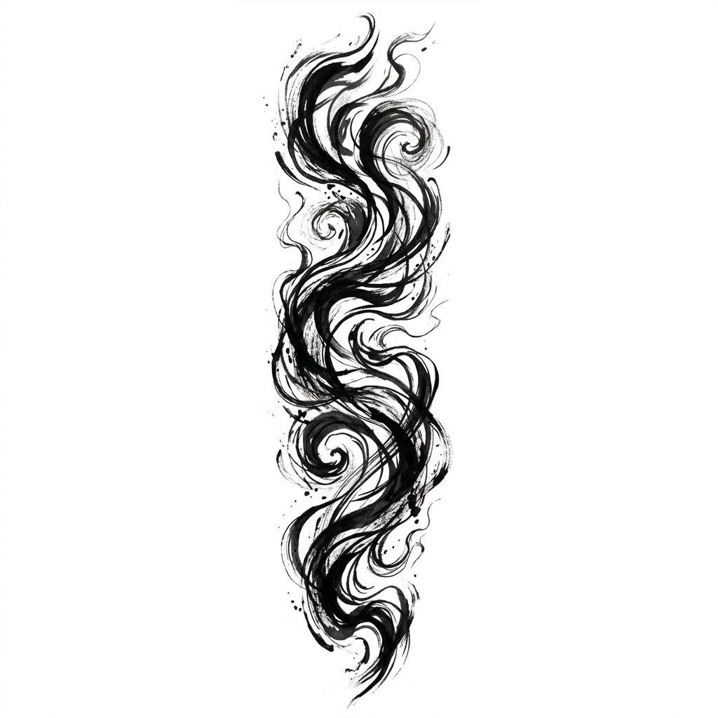 idée tatouage bras nuage abstrait, design sur fond blanc