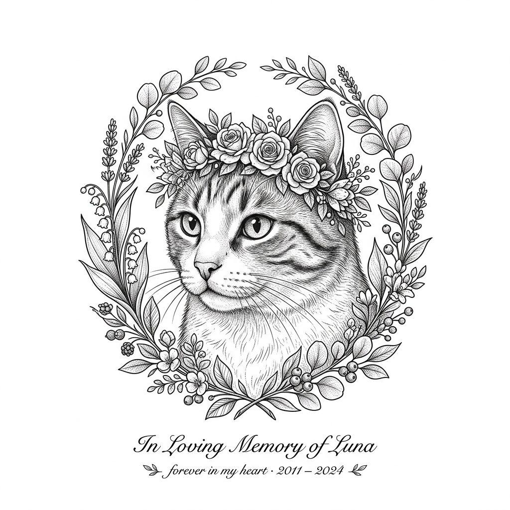 idée tatouage chat compagnon eternel premium, design sur fond blanc