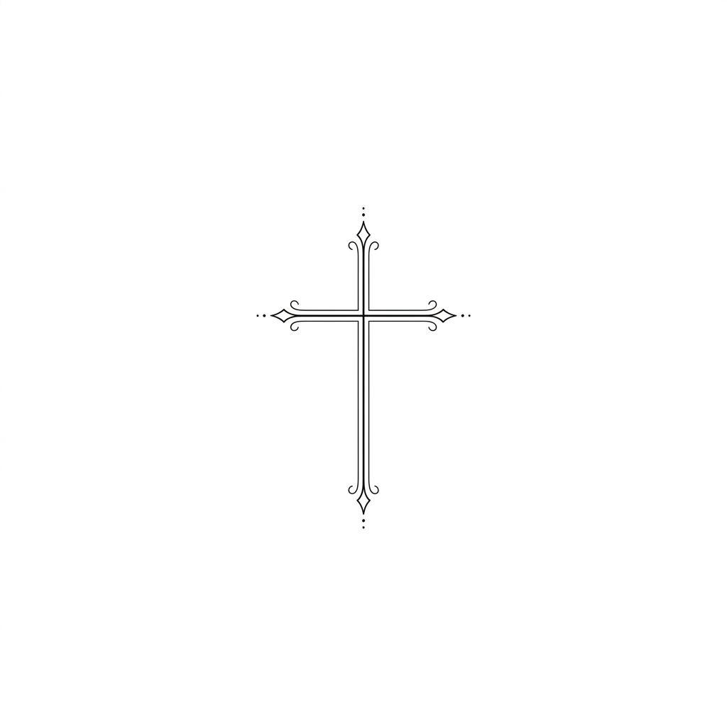 idée tatouage cheville croix spirituelle, design sur fond blanc