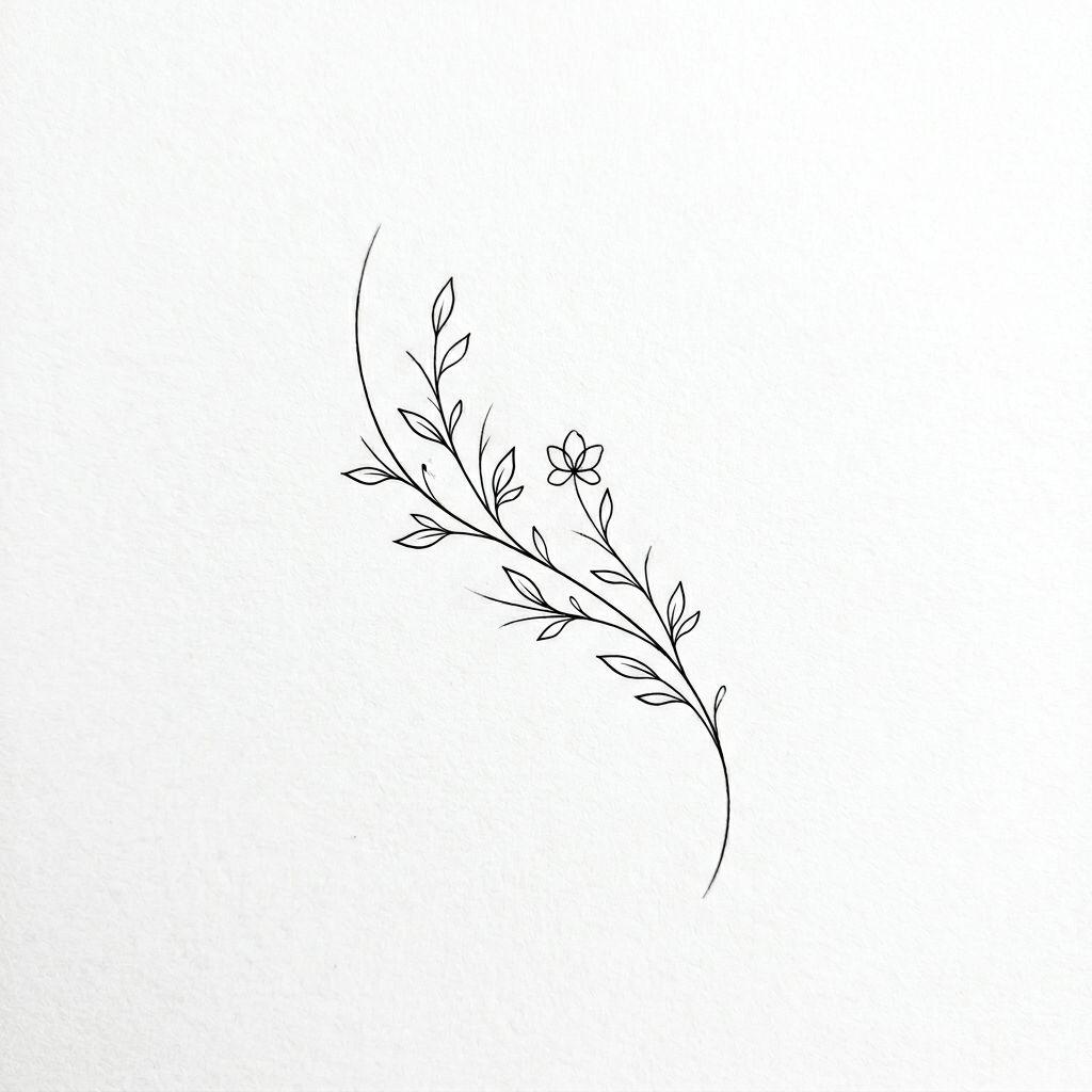 idée tatouage cheville branche florale, design sur fond blanc