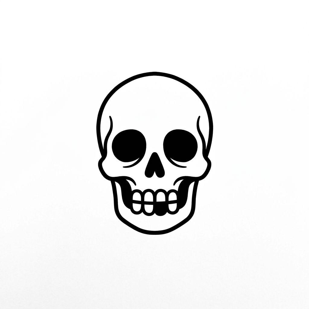 idée tatouage cheville crâne minimaliste, design sur fond blanc
