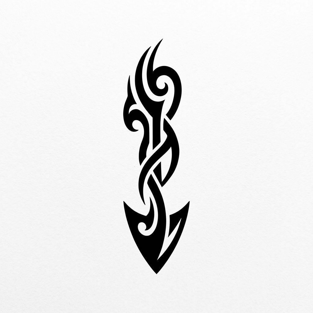 idée tatouage cheville flèche tribal, design sur fond blanc