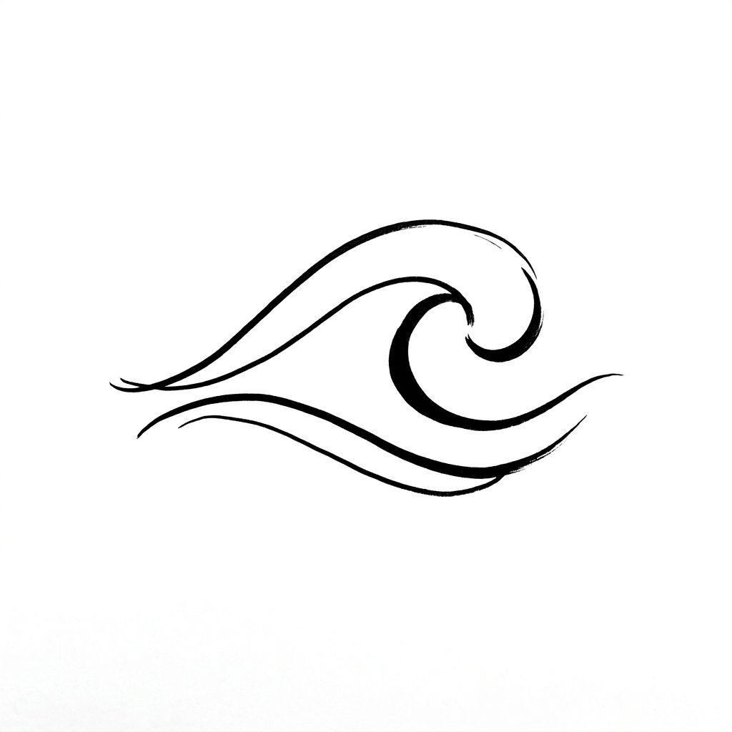idée tatouage cheville vague abstraite, design sur fond blanc