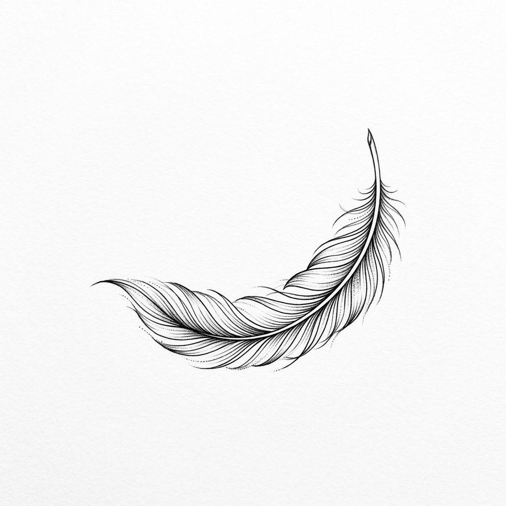 idée tatouage cheville femme plume délicate, design sur fond blanc