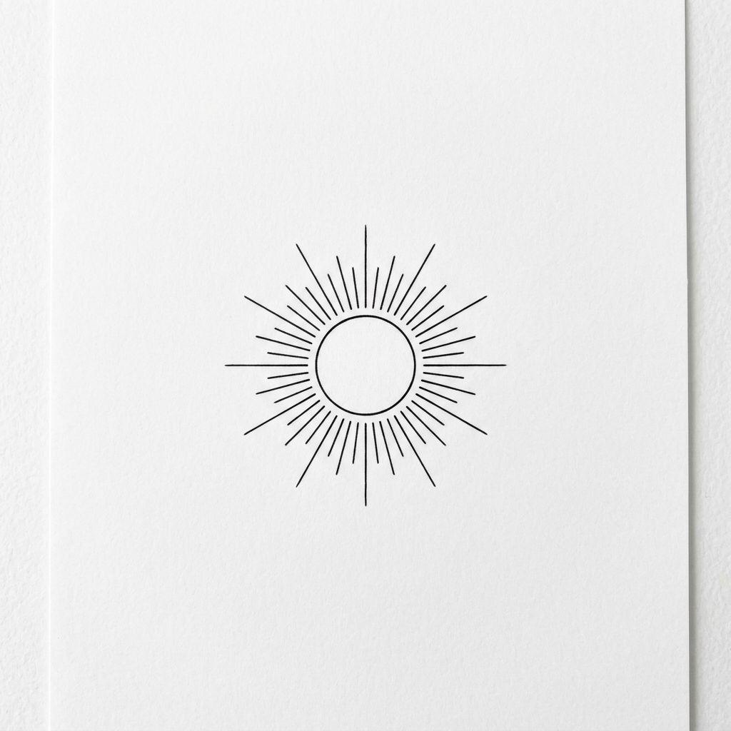 idée tatouage cheville femme soleil minimaliste, design sur fond blanc