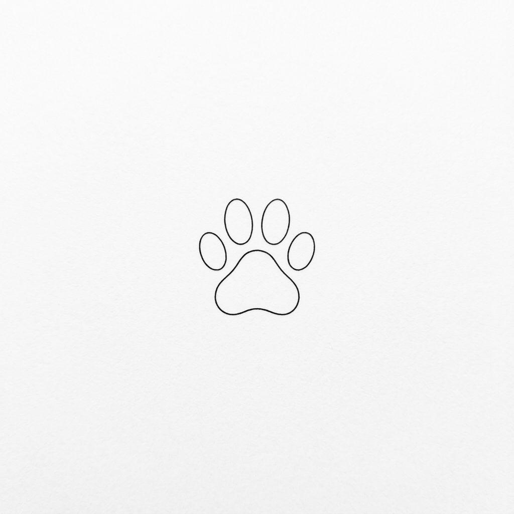 idée tatouage chien patte minimaliste, design sur fond blanc