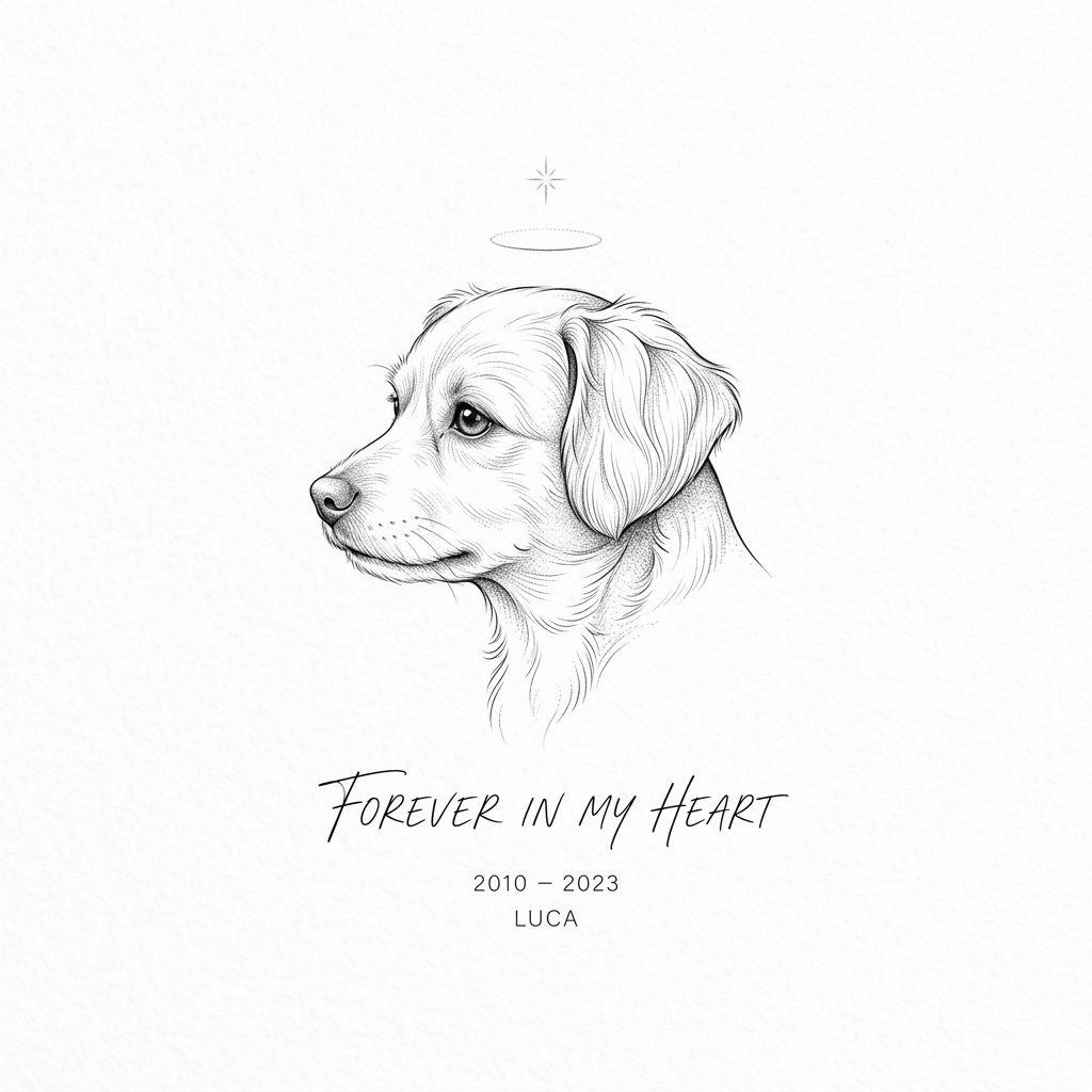 idée tatouage chien portrait fine line, design sur fond blanc