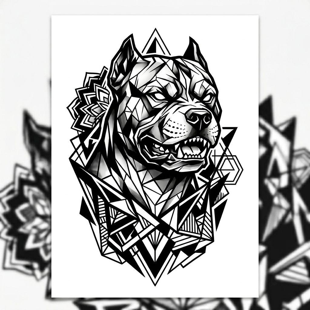 idée tatouage chien tête de chien blackwork, design sur fond blanc