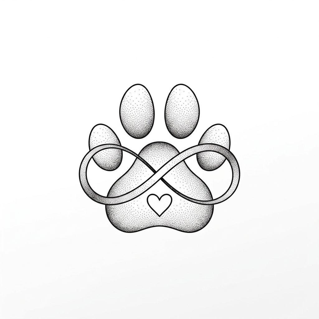 idée tatouage chien empreinte spirituelle, design sur fond blanc