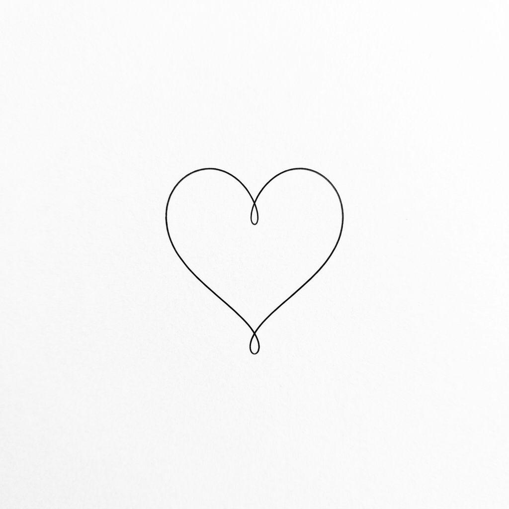 idée tatouage coeur coeur single-line minimaliste, design sur fond blanc