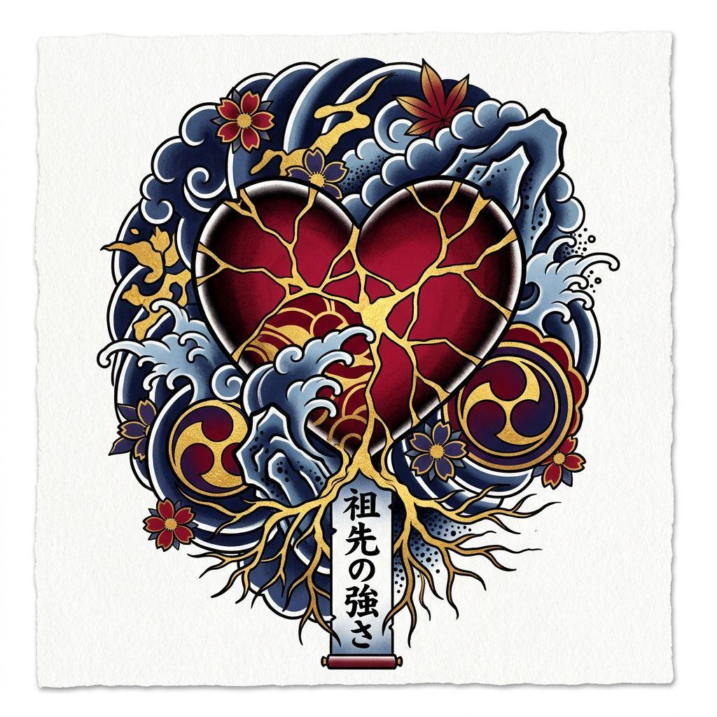 idée tatouage coeur coeur japonais kintsugi, design sur fond blanc