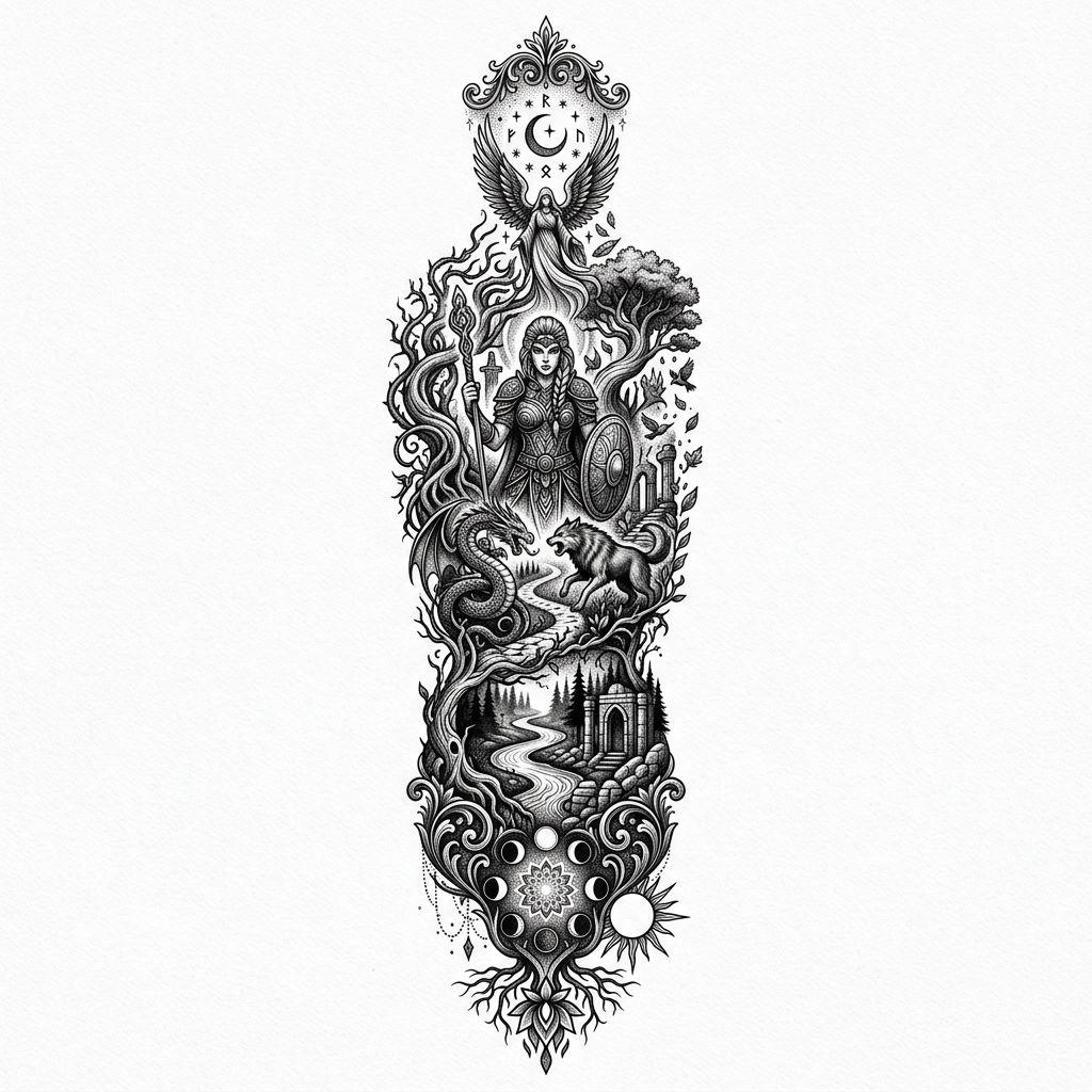 idée tatouage colonne vertébrale pièce illustrative premium, design sur fond blanc