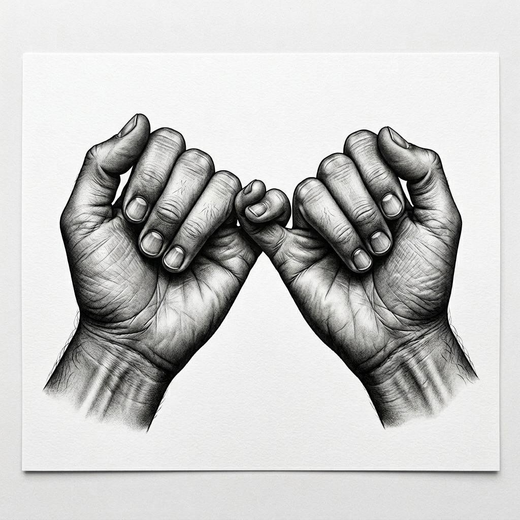 idée tatouage commun mains réalistes pinky promise, design sur fond blanc