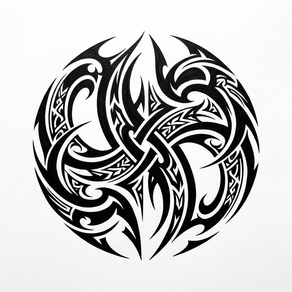 idée tatouage commun tribal moderne, design sur fond blanc