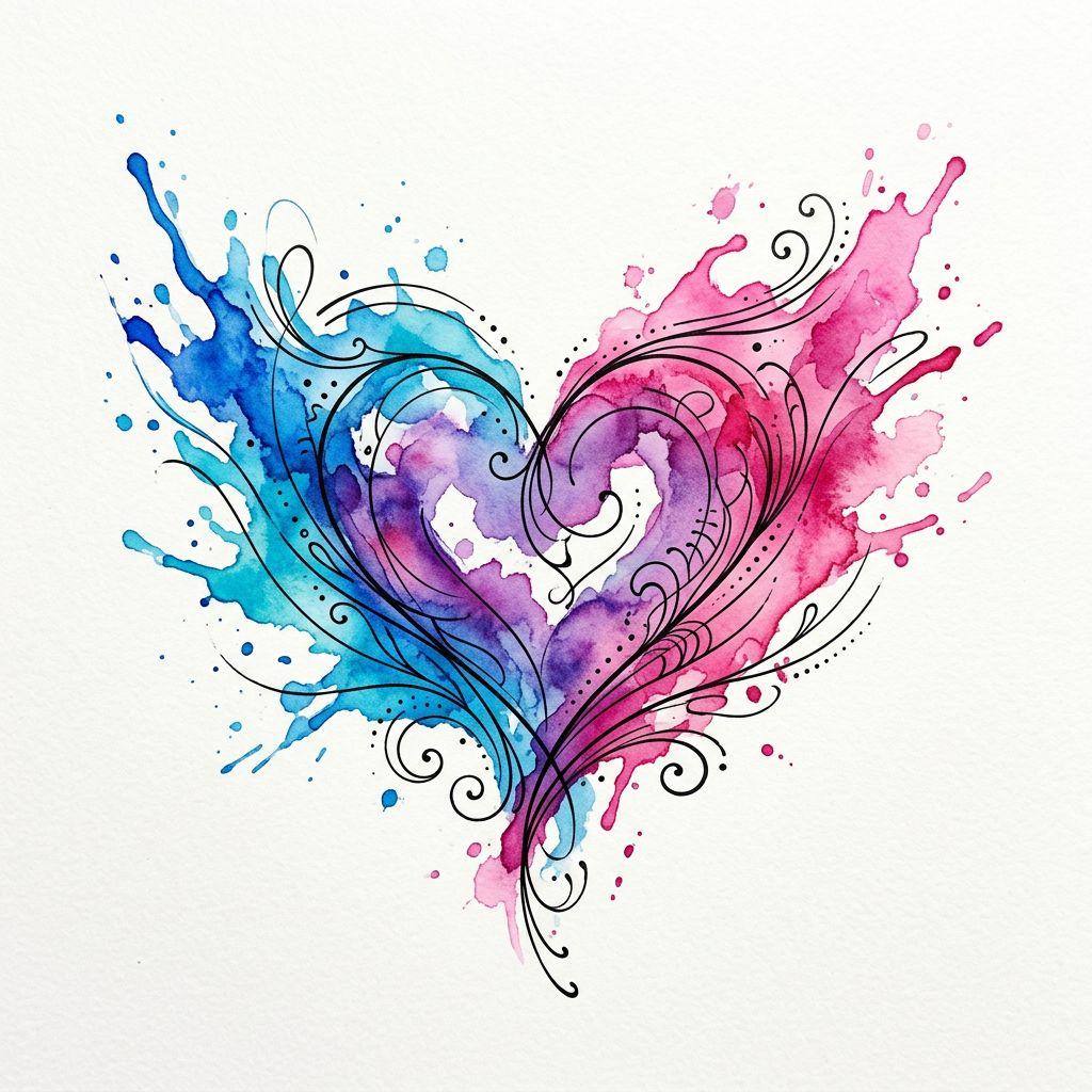 idée tatouage commun aquarelle splashes, design sur fond blanc