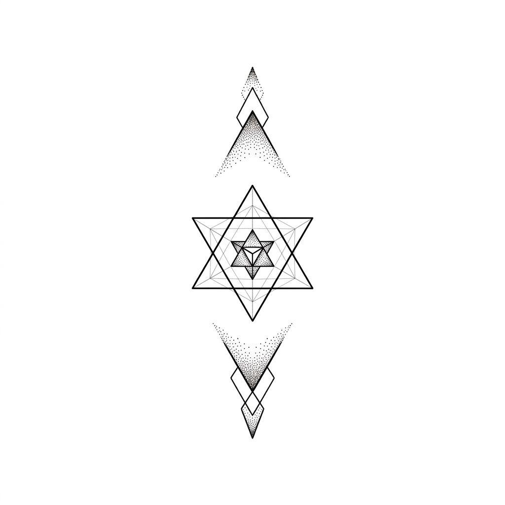 idée tatouage cou cou géométrique triangle, design sur fond blanc
