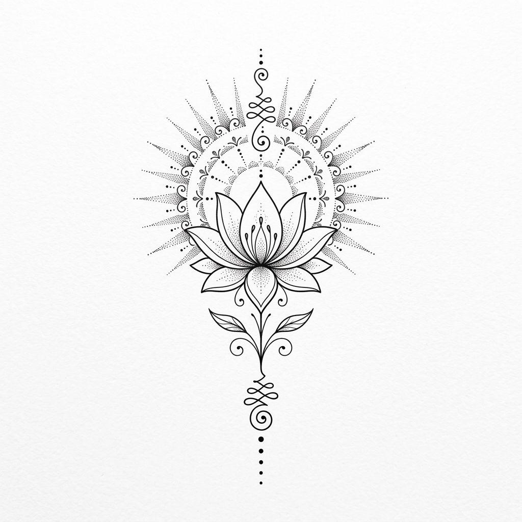 idée tatouage cou cou spirituel lotus, design sur fond blanc
