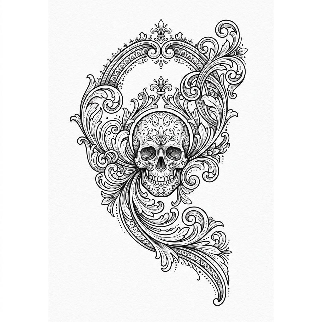 idée tatouage cou cou crâne miniature, design sur fond blanc