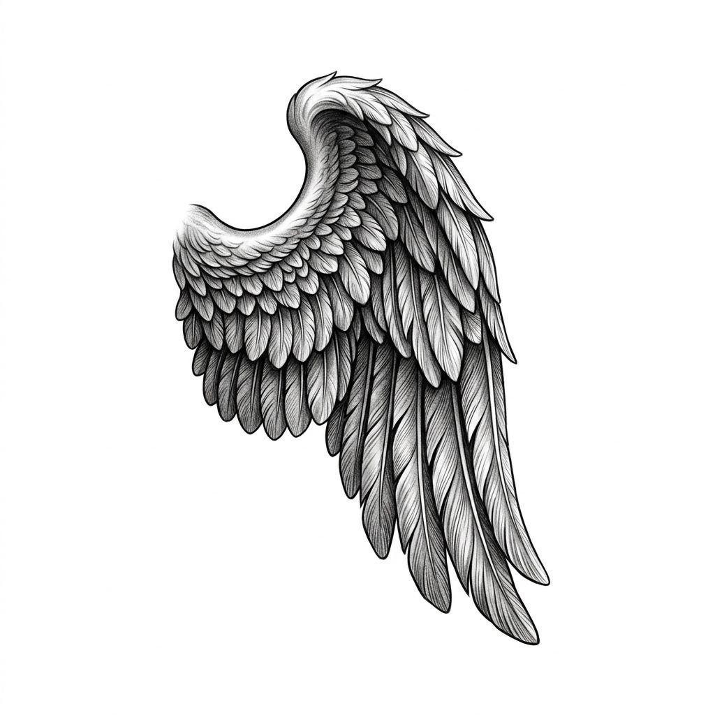 idée tatouage cou cou ange mythologique, design sur fond blanc