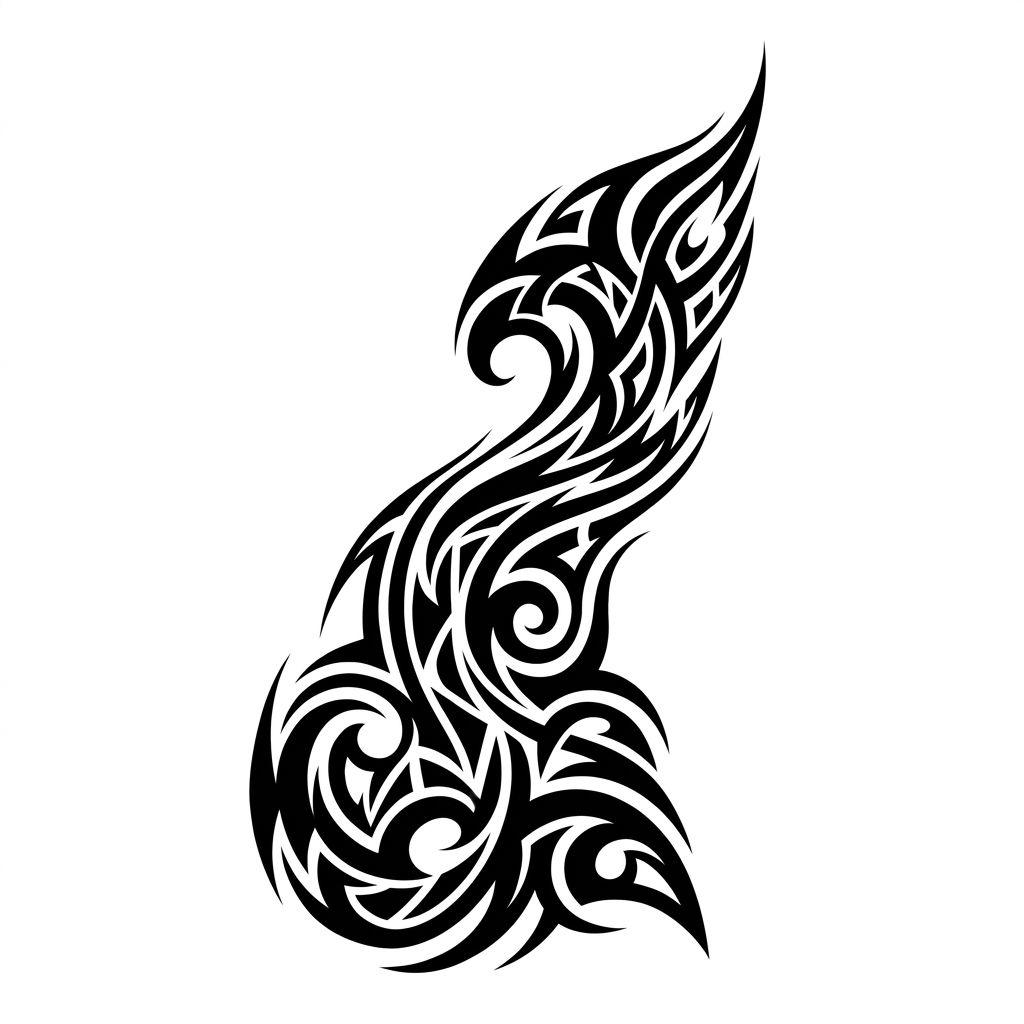idée tatouage cou cou tribal courbe, design sur fond blanc